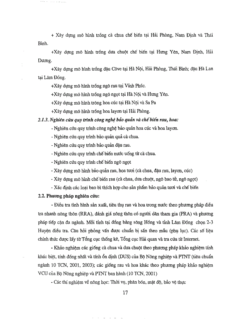 image for page Nghiên cứu ứng dụng các giải pháp khoa học công nghệ và thị trường để phục vụ chương trình xuất khẩu rau và hoa