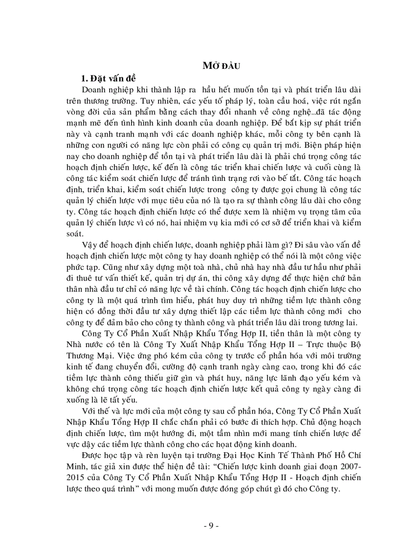 image for page Xây dựng chiến lược kinh doanh giai đoạn 2007 2015 của công ty cổ phần xuất nhập khẩu tổng hợp II hoạch định chiến lược theo quá trình