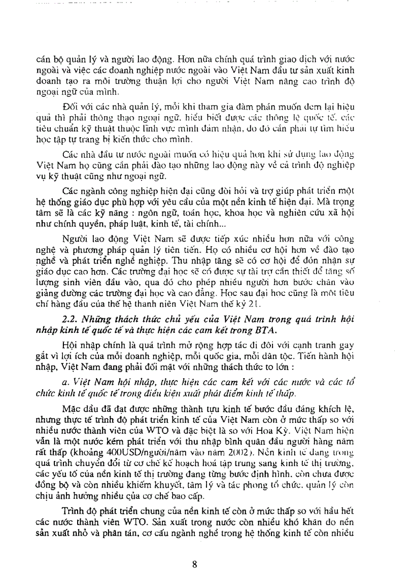 image for page Một số vấn đề chủ yếu cần xử lý khi thực hiện các cam kết trong hiệp định thương mại Việt Nam Hoa Kỳ và tiến trình tham gia WTO của Việt Nam