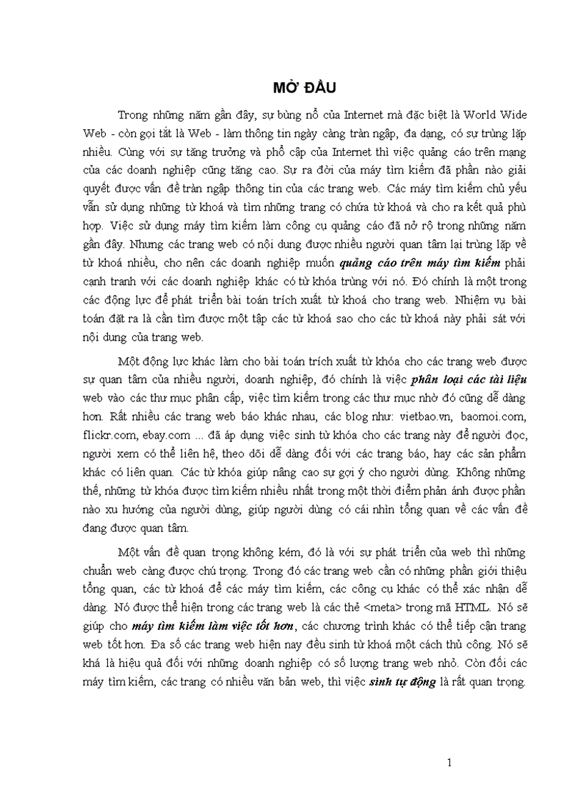 image for page Bài toán trích xuất từ khoá cho trang web áp dụng phương pháp phân tích thẻ html và đồ thị web