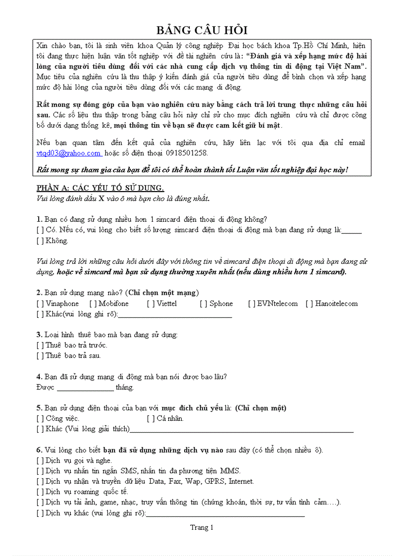 image for page Nghiên cứu sự hài lòng của người tiêu dùng đối với các nhà cung cấp dịch vụ thông tin di động tại việt nam