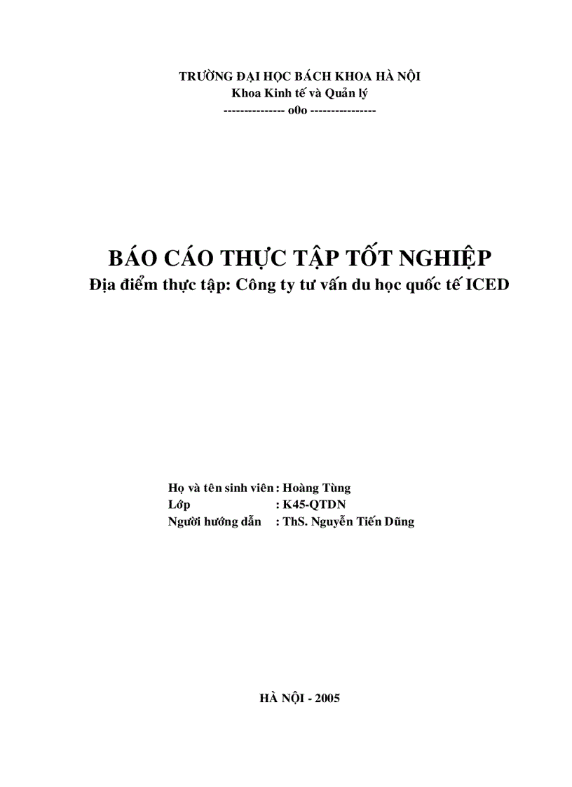 Bao Cao Thực Tập Tốt Nghiệp Tại Cong Ty Tư Vấn Du Học Quốc Tế Iced
