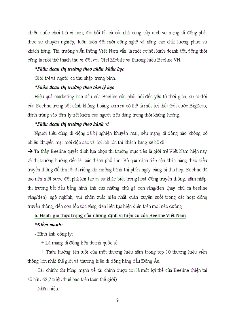 image for page Phân tích sự thành công chiến lược định vị thị trường của beeline việt nam