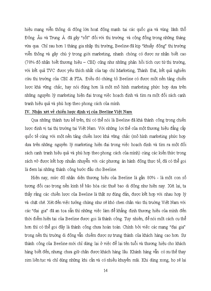 image for page Phân tích sự thành công chiến lược định vị thị trường của beeline việt nam