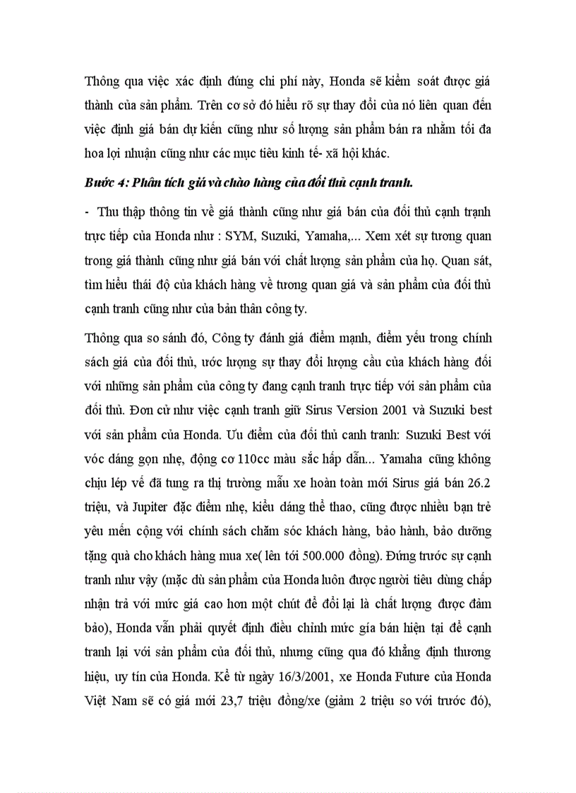 image for page Các bước định giá tại Công ty Honda Việt Nam