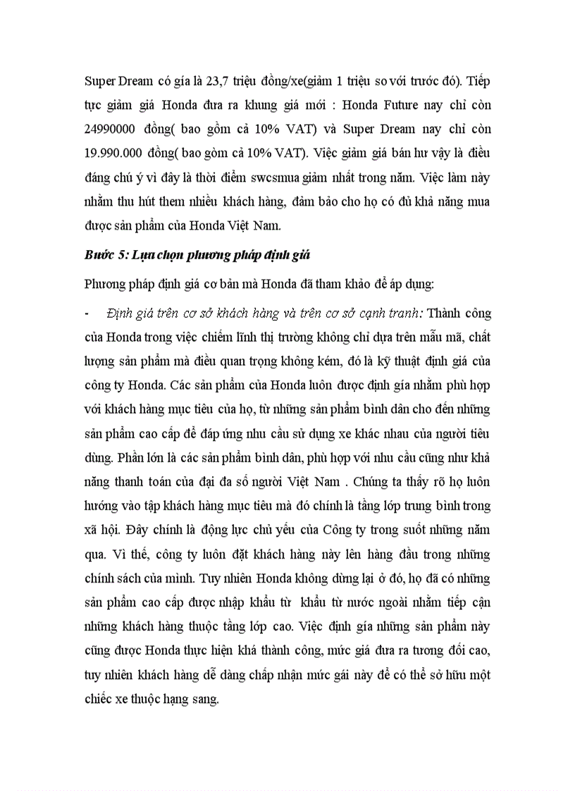 image for page Các bước định giá tại Công ty Honda Việt Nam