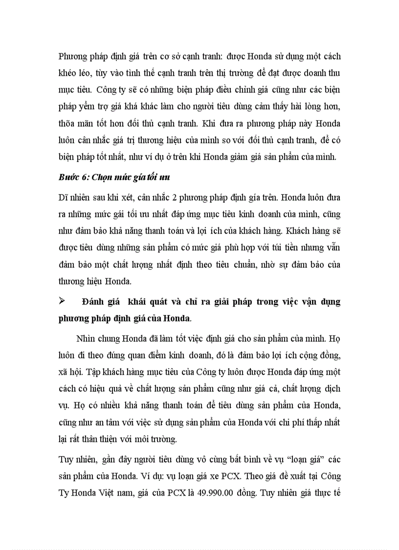 image for page Các bước định giá tại Công ty Honda Việt Nam