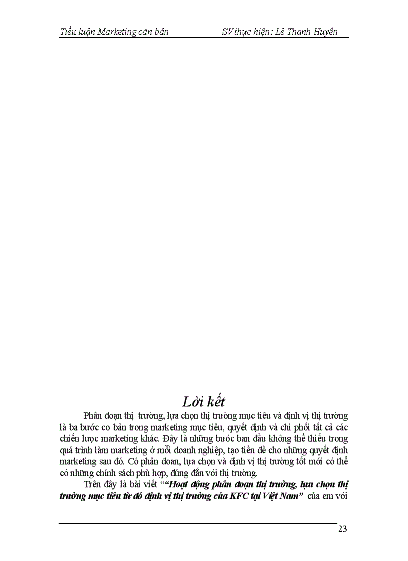 image for page Hoạt động phân đoạn thị trường lựa chọn thị trường mục tiêu từ đó định vị thị trường của KFC tại Việt Nam