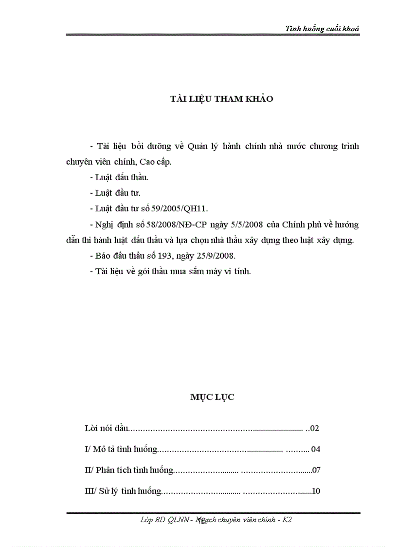 image for page Bài tập tình huống và đáp án Giải quyết sai phạm trong chỉ định thầu mua sắm thiết bị máy vi tính tại Sở giáo dục và Đào tạo tỉnh Cao Bằng