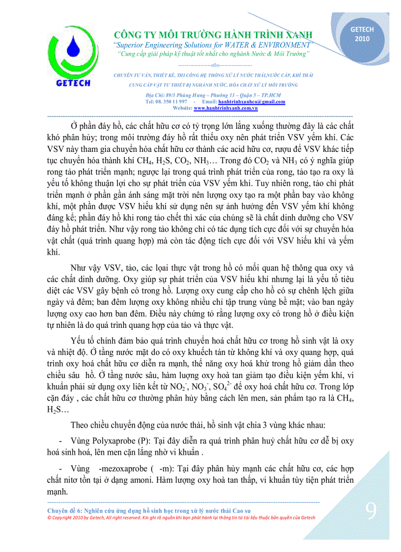 image for page Ứng dụng hồ sinh học trong xử lý nước thải chế biến mủ cao su