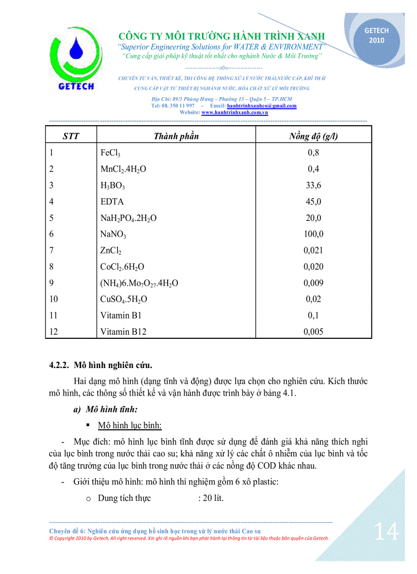 image for page Ứng dụng hồ sinh học trong xử lý nước thải chế biến mủ cao su