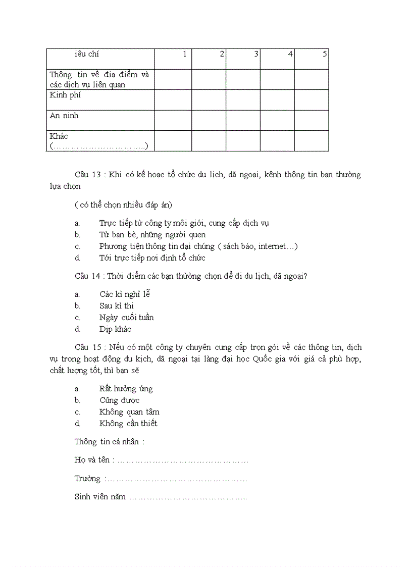 image for page Khảo sát nhu cầu đi du lịch dã ngoại của sinh viên làng đại học quốc gia thành phố hồ chí minh