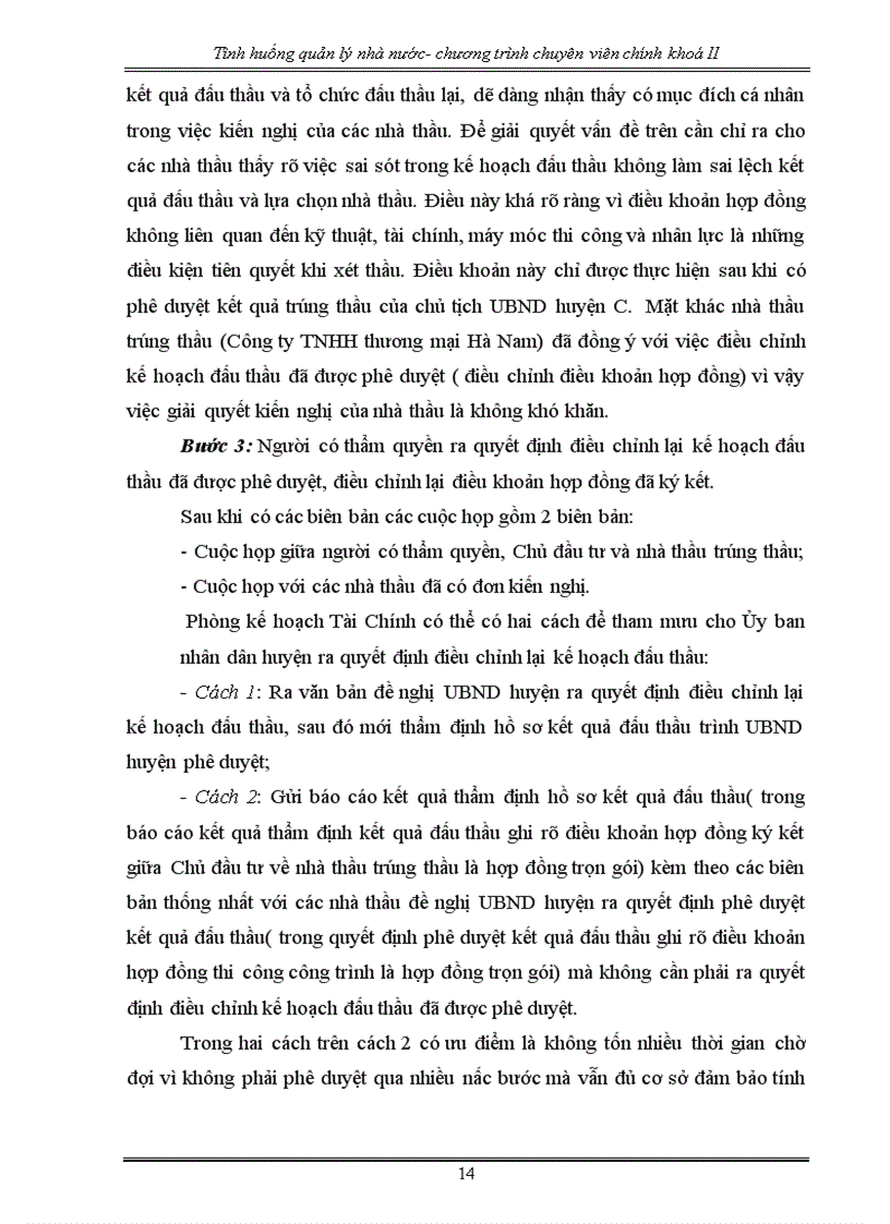 image for page Bài tập Tình huống và đáp án Tình huống quản lý nhà nước chương trình chuyên viên chính khoá II phê duyệt đấu thầu