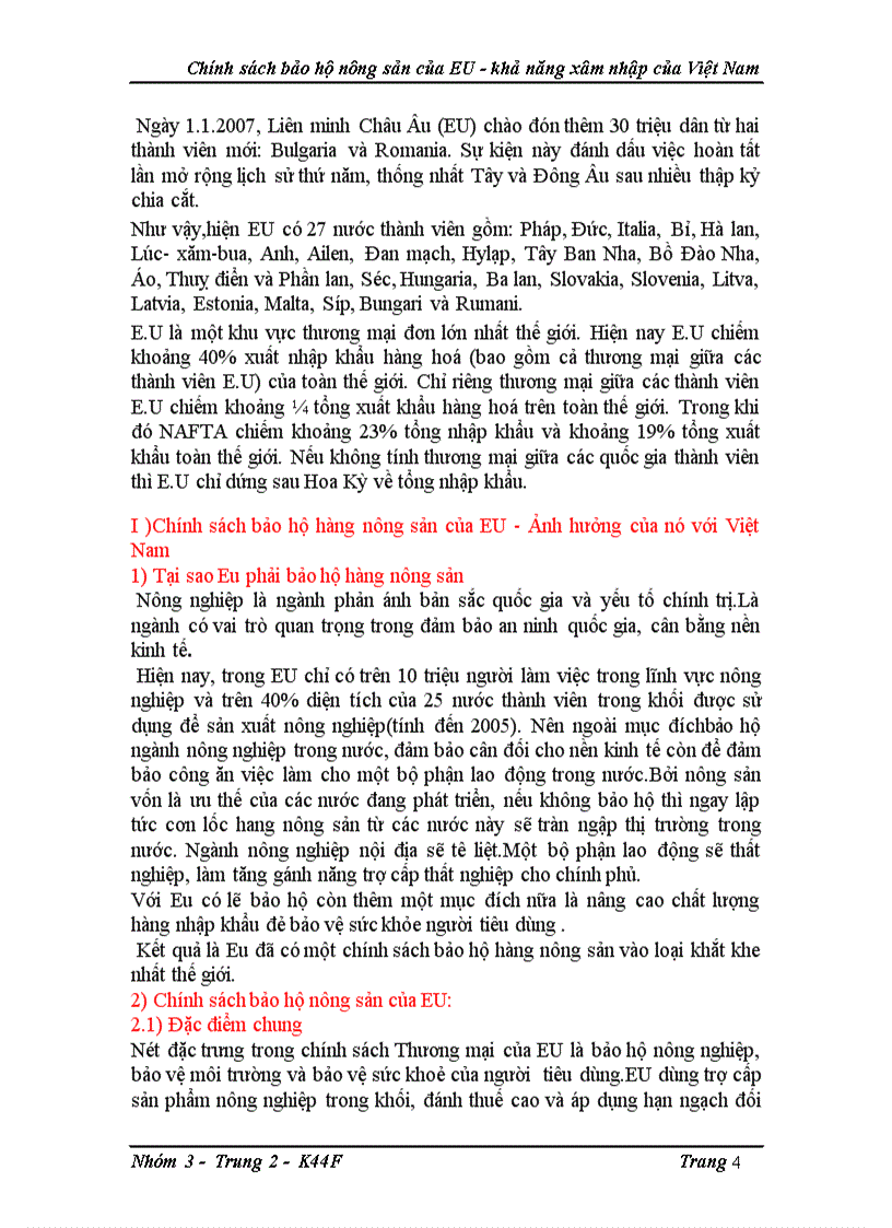 image for page Chính sách bảo hộ nông sản của eu khả năng xâm nhập của việt nam