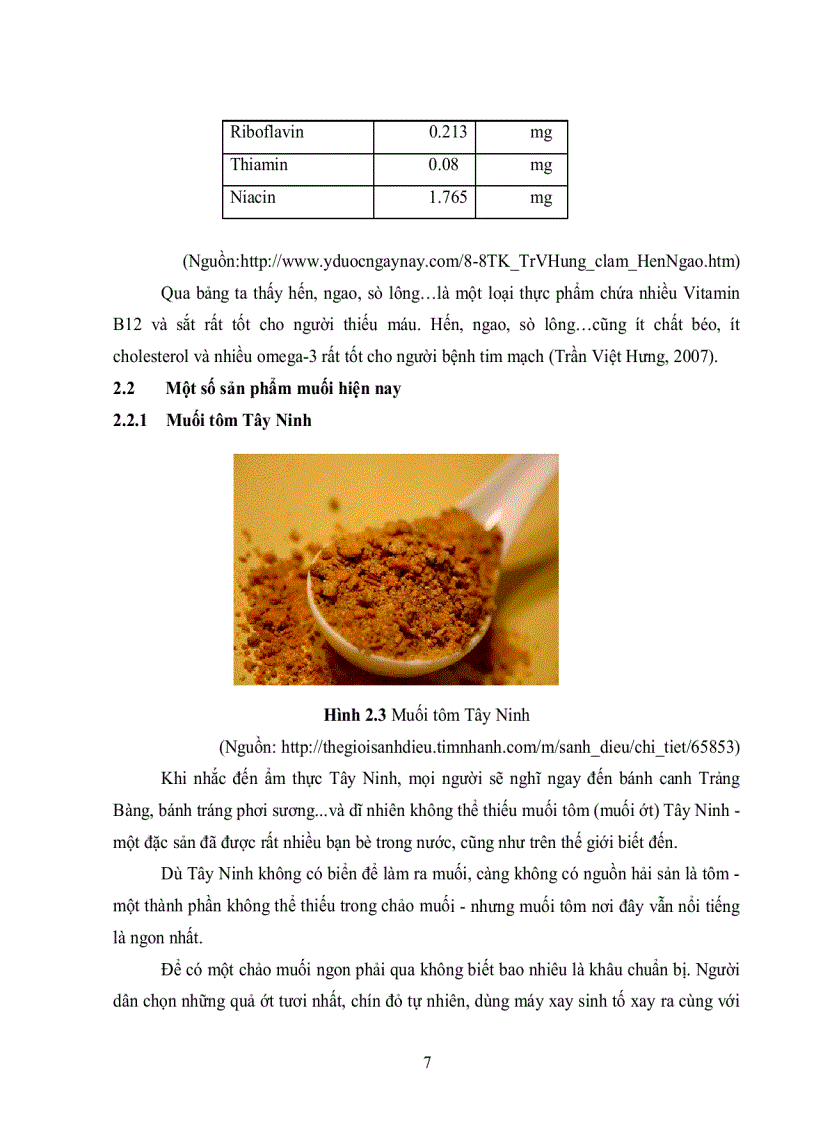 image for page Nghiên cứu quy trình chế biến sản phẩm muối hến