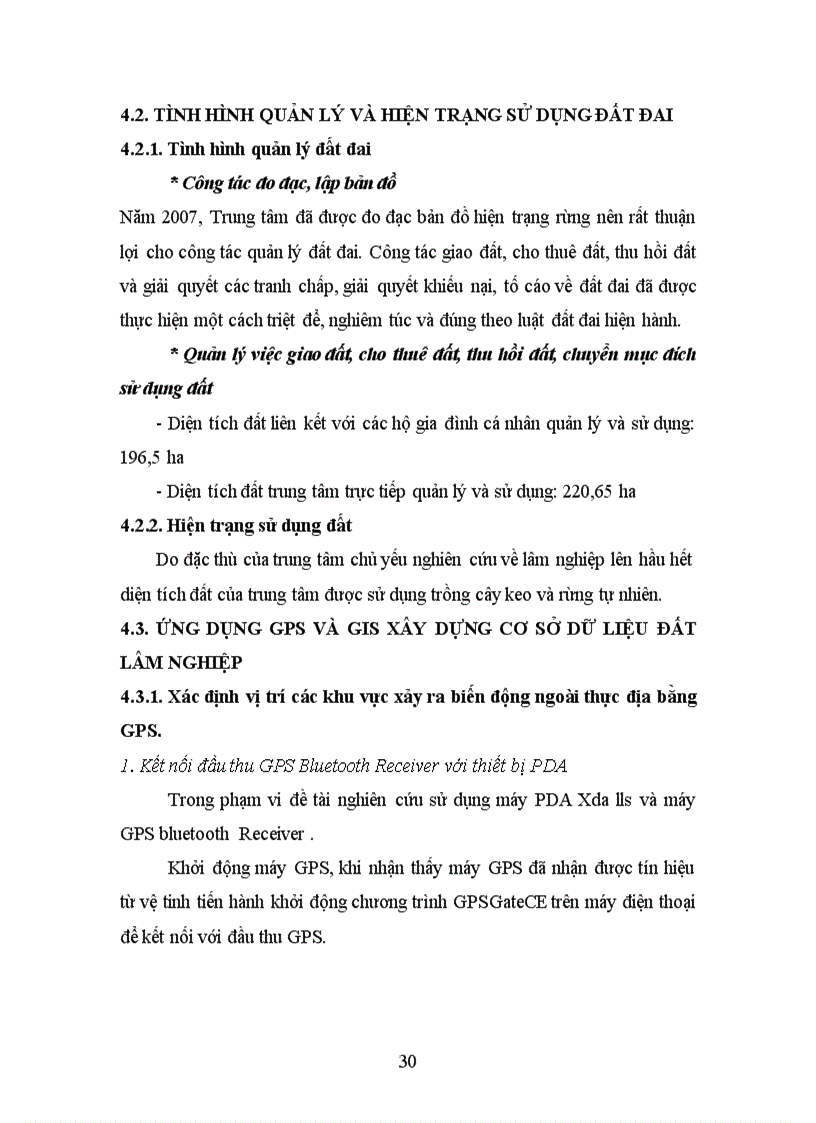 image for page Ứng dụng hệ thống định vị toàn cầu GPS hệ thống thông tin địa lý GIS trong việc theo dõi biến động chỉnh lý thông tin và xây dựng cơ sở dữ liệu đất Lâm nghiệp khu vực nghiên cứu thực