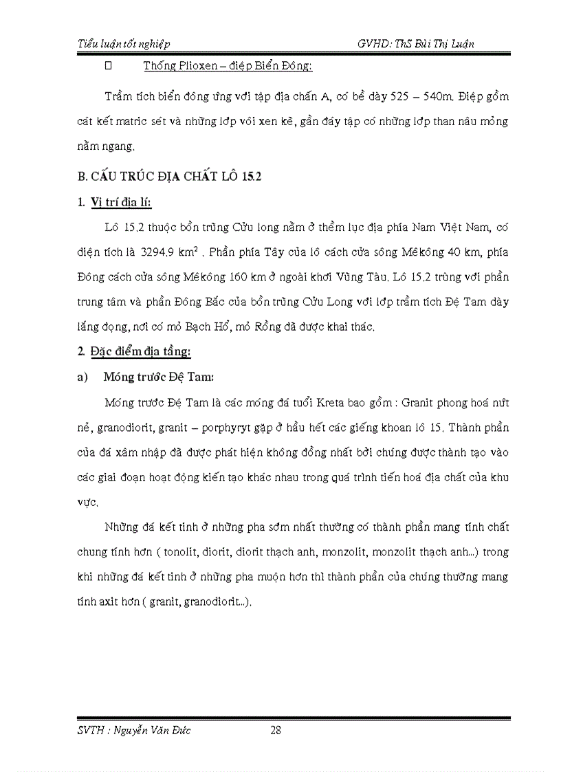 image for page Đặc điểm địa hoá các tầng đá mẹ ở lô 15 1 và 15 2 thuộc bồn trũng Cửu Long