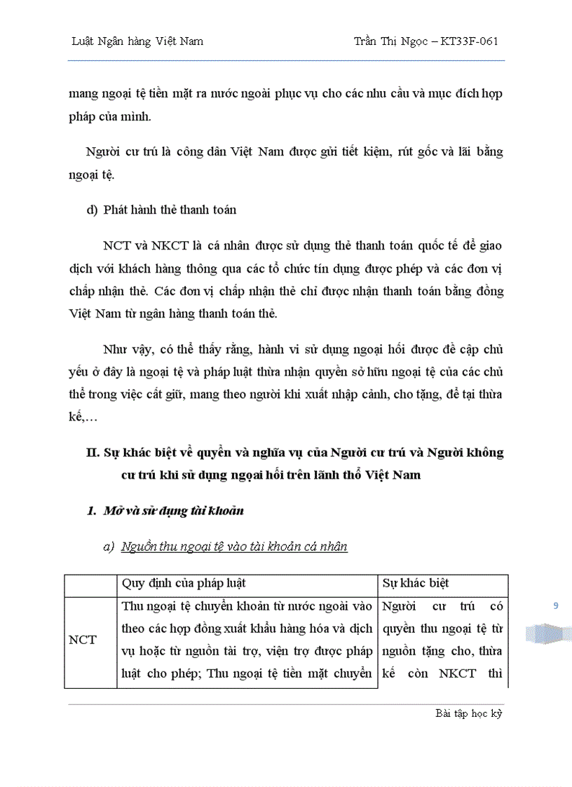 image for page Sự khác biệt về quyền và nghĩa vụ của Người cư trú và Người không cư trú khi sử dụng ngọai hối trên lãnh thổ Việt Nam