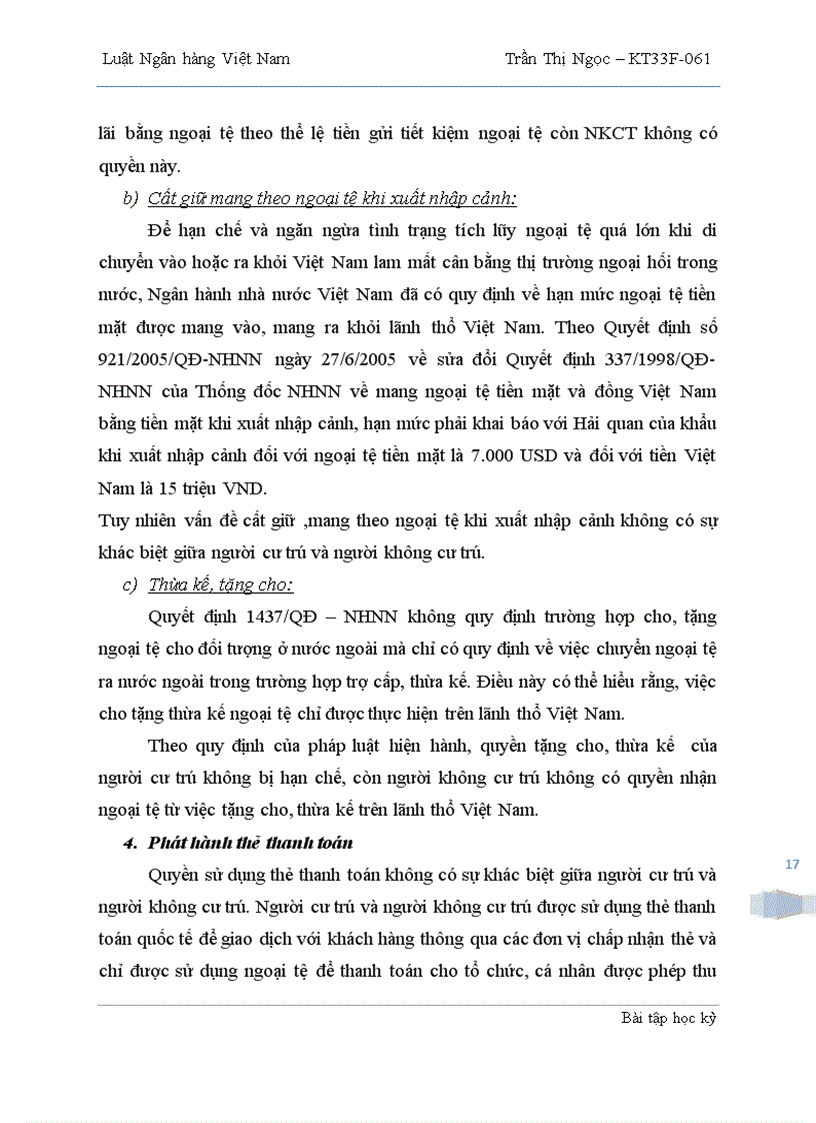 image for page Sự khác biệt về quyền và nghĩa vụ của Người cư trú và Người không cư trú khi sử dụng ngọai hối trên lãnh thổ Việt Nam