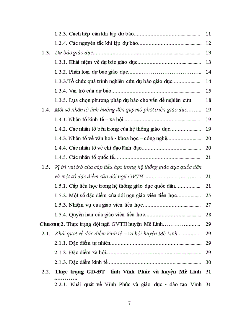 image for page Dự báo nhu cầu đội ngũ giáo viên Tiểu học huyện Mê Linh tỉnh Vĩnh Phúc đến năm 2015