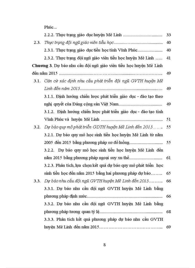 image for page Dự báo nhu cầu đội ngũ giáo viên Tiểu học huyện Mê Linh tỉnh Vĩnh Phúc đến năm 2015