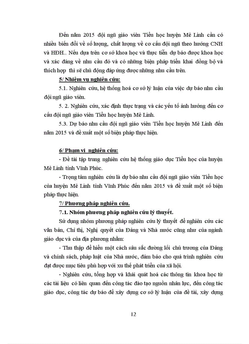 image for page Dự báo nhu cầu đội ngũ giáo viên Tiểu học huyện Mê Linh tỉnh Vĩnh Phúc đến năm 2015