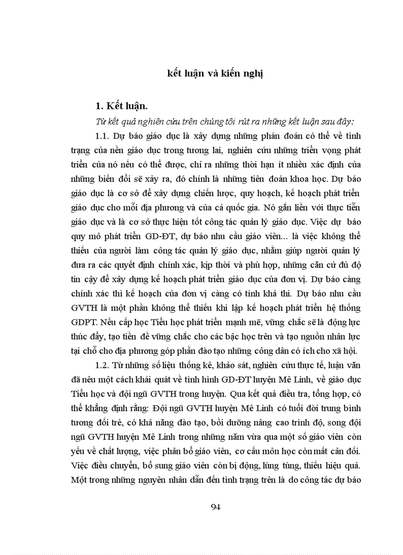image for page Dự báo nhu cầu đội ngũ giáo viên Tiểu học huyện Mê Linh tỉnh Vĩnh Phúc đến năm 2015