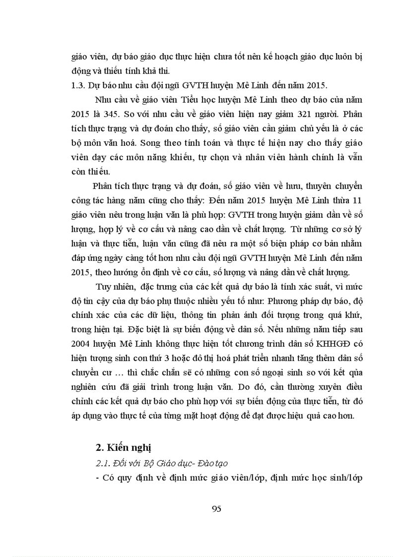 image for page Dự báo nhu cầu đội ngũ giáo viên Tiểu học huyện Mê Linh tỉnh Vĩnh Phúc đến năm 2015