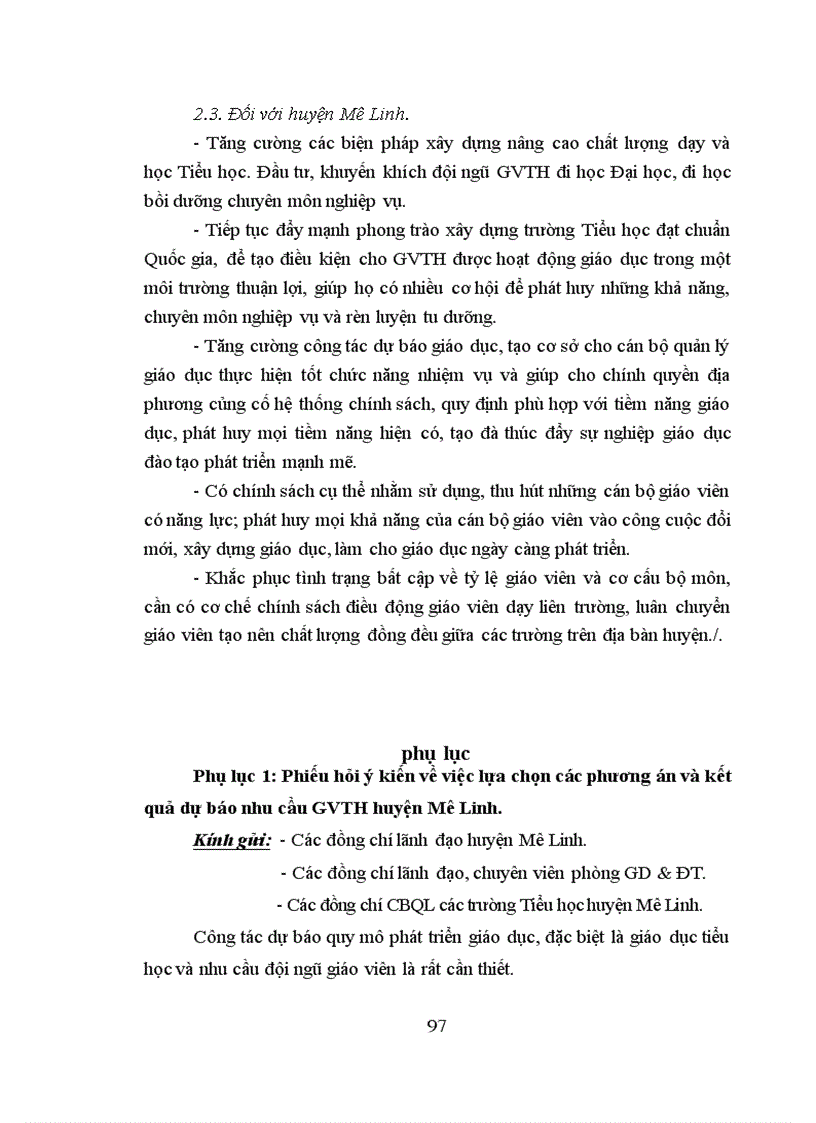 image for page Dự báo nhu cầu đội ngũ giáo viên Tiểu học huyện Mê Linh tỉnh Vĩnh Phúc đến năm 2015