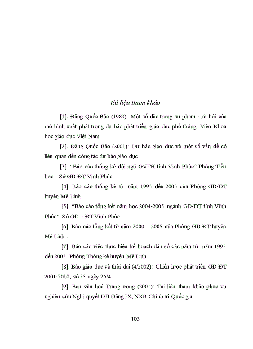 image for page Dự báo nhu cầu đội ngũ giáo viên Tiểu học huyện Mê Linh tỉnh Vĩnh Phúc đến năm 2015