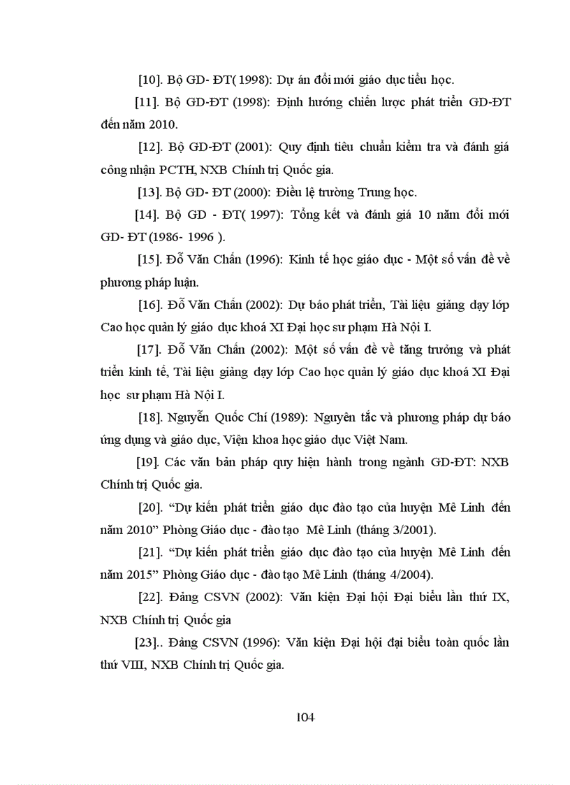 image for page Dự báo nhu cầu đội ngũ giáo viên Tiểu học huyện Mê Linh tỉnh Vĩnh Phúc đến năm 2015