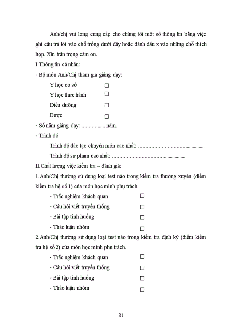 image for page Một số giải pháp nâng cao chất lượng đánh giá kết quả học tập của sinh viên dưới hình thức trắc nghiệm khách quan ở trường TCYT Đồng Tháp