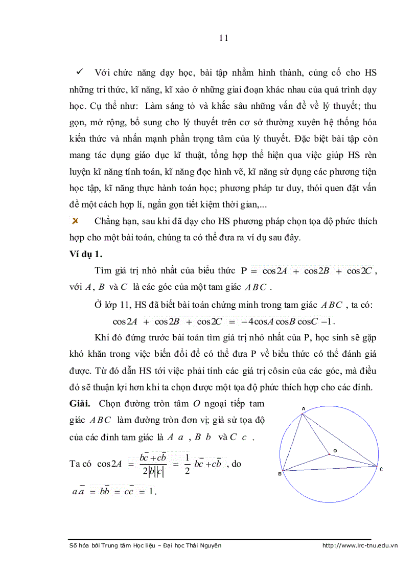 image for page Bồi dưỡng năng lực ứng dụng số phức vào giải toán hình học và lượng giác cho học sinh khá giỏi trung học phổ thông