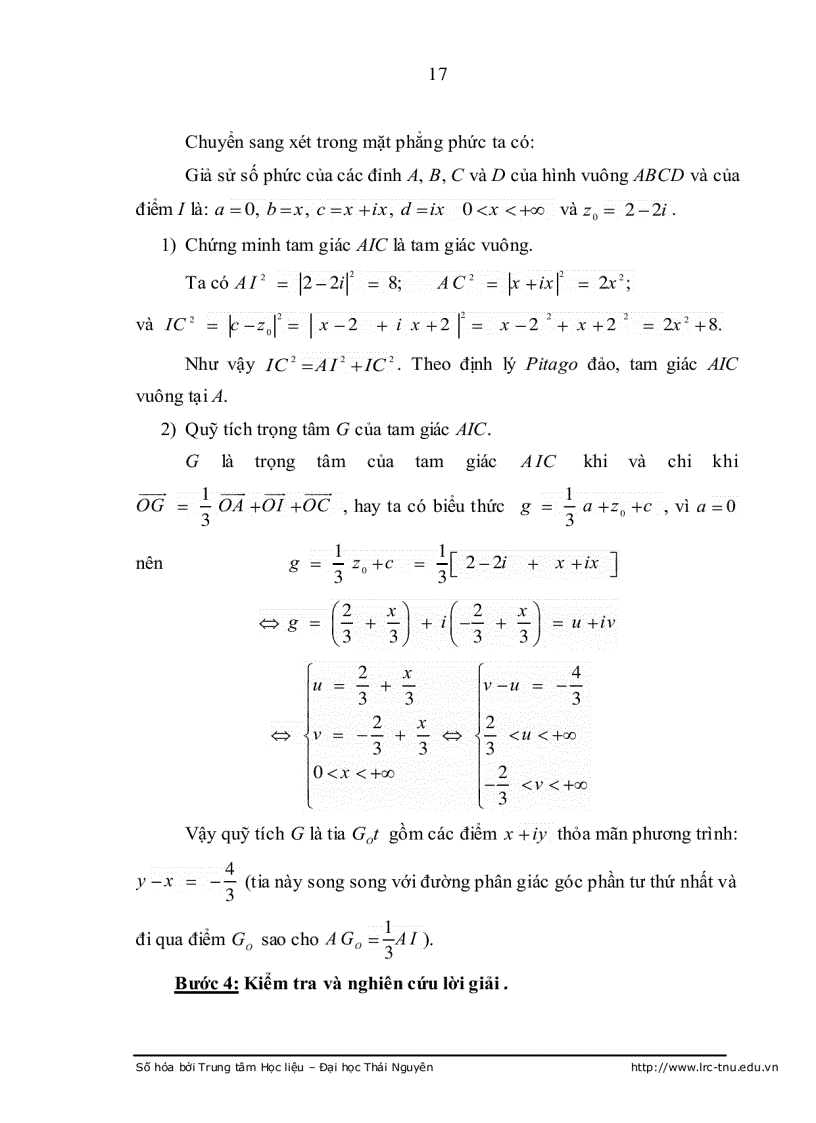 image for page Bồi dưỡng năng lực ứng dụng số phức vào giải toán hình học và lượng giác cho học sinh khá giỏi trung học phổ thông
