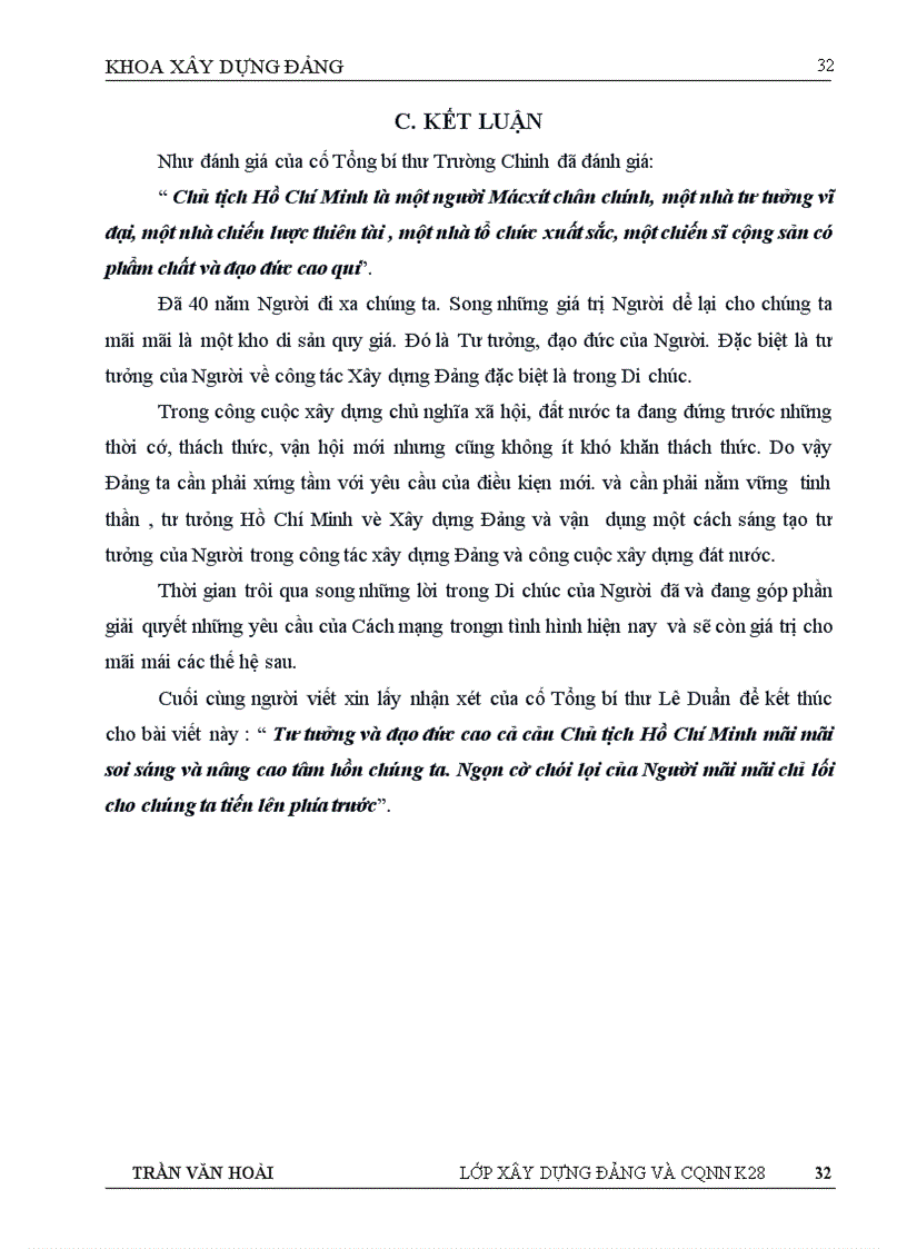 image for page Ýnghĩa giá trị của tư tưởng về Xây dựng Đảng trong Di chúc của Chủ tịch Hồ Chí Minh giá trị và vai trò của tư tưởng đó trong công tác Xây dựng Đảng trong tình hình giai đoạn hiện nay