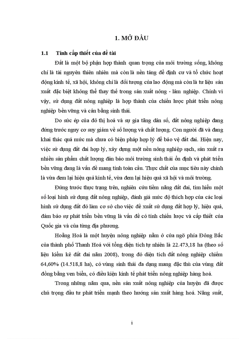 image for page Đánh giá thực trạng và đề xuất sử dụng đất nông nghiệp hợp lý huyện Hoằng Hoá tỉnh Thanh Hoá