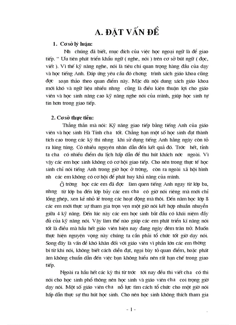 image for page Một số ý kiến về cách tổ chức giờ dạy nói cho học sinh lớp 8