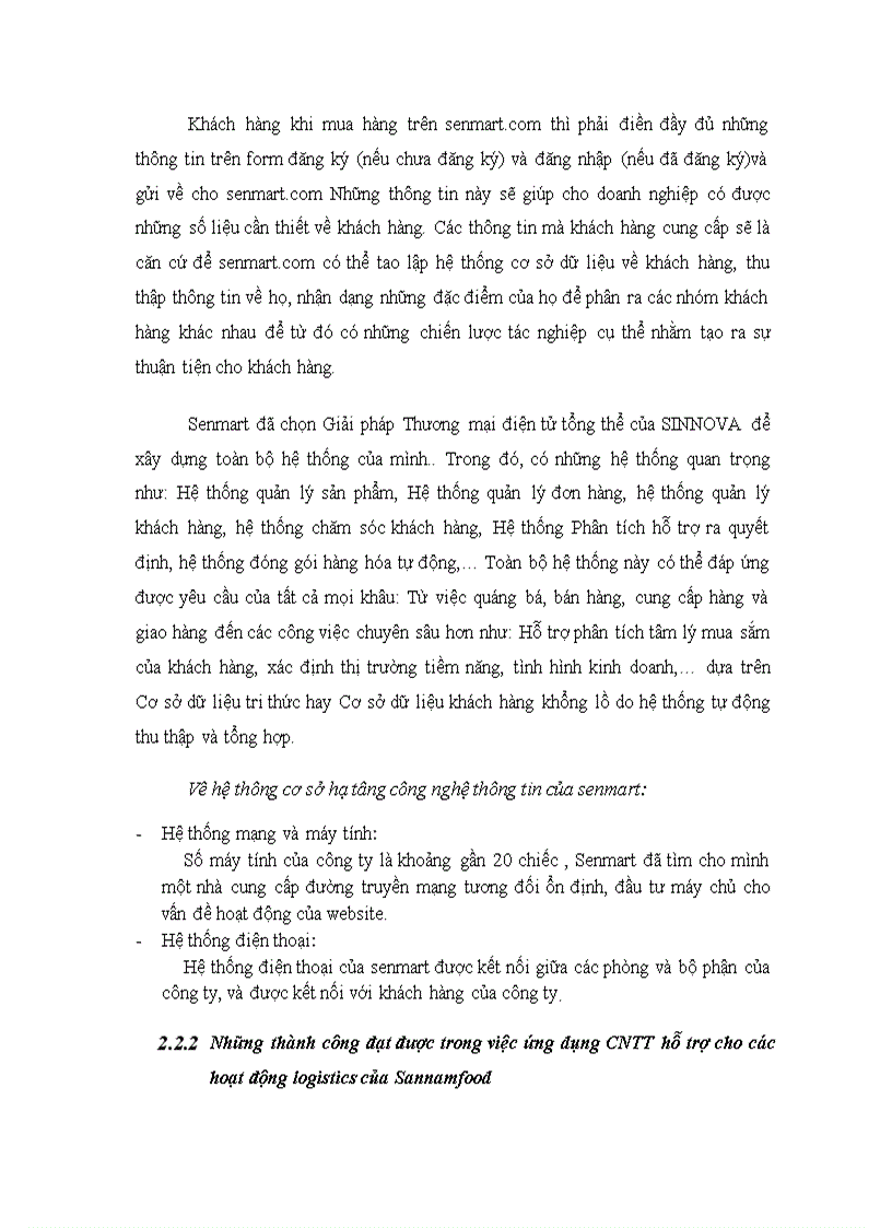image for page Trình bày việc ứng dụng công nghệ thông tin hỗ trợ cho hoạt động logistics của Sannamfood