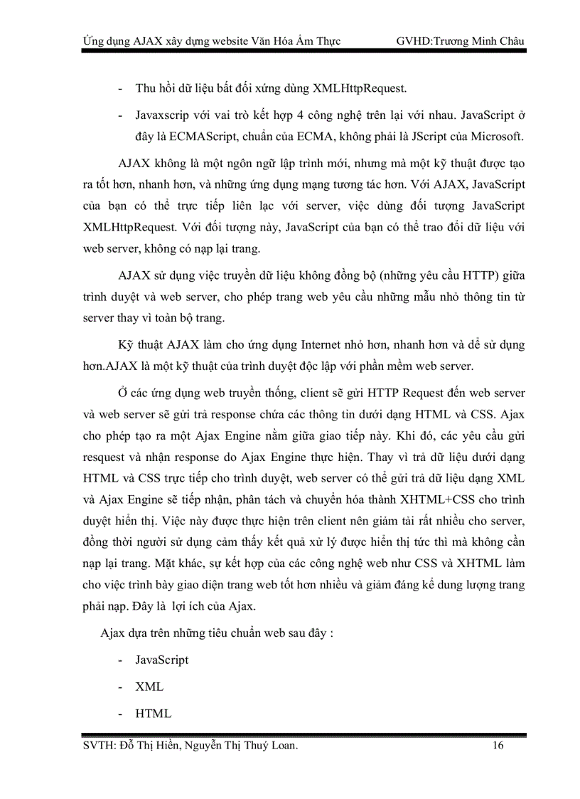 image for page Ứng dụng AJAX xây dựng website Văn Hóa Ẩm Thực