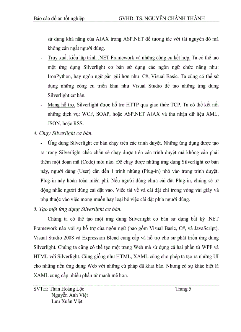 image for page Nghiên cứu Silversight và xây dựng ứng dụng web hỗ trợ phát triển bài giảng dạng Multimedia