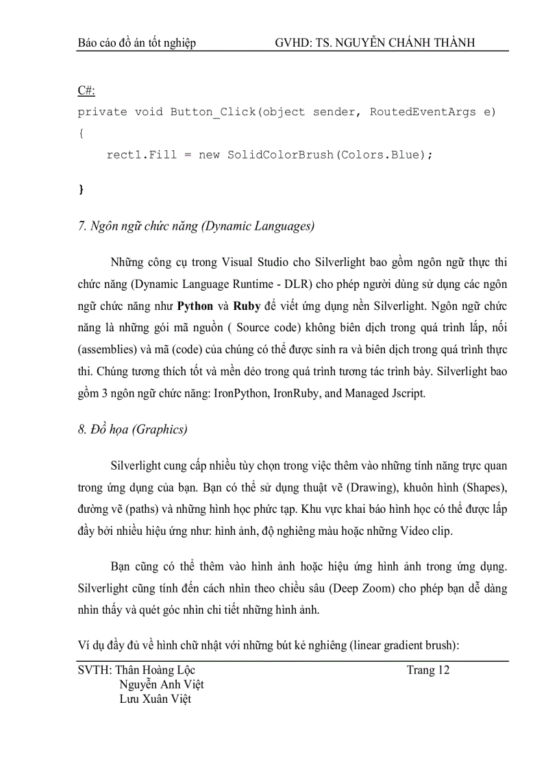 image for page Nghiên cứu Silversight và xây dựng ứng dụng web hỗ trợ phát triển bài giảng dạng Multimedia