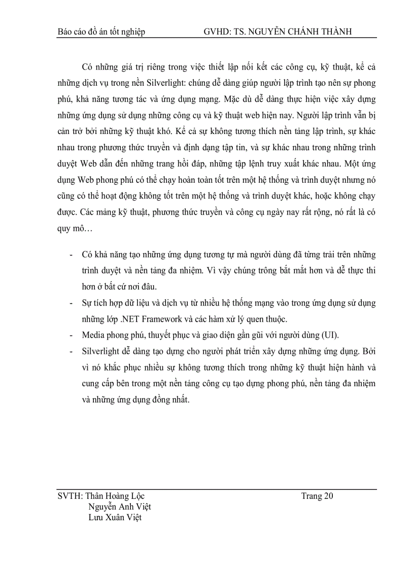 image for page Nghiên cứu Silversight và xây dựng ứng dụng web hỗ trợ phát triển bài giảng dạng Multimedia