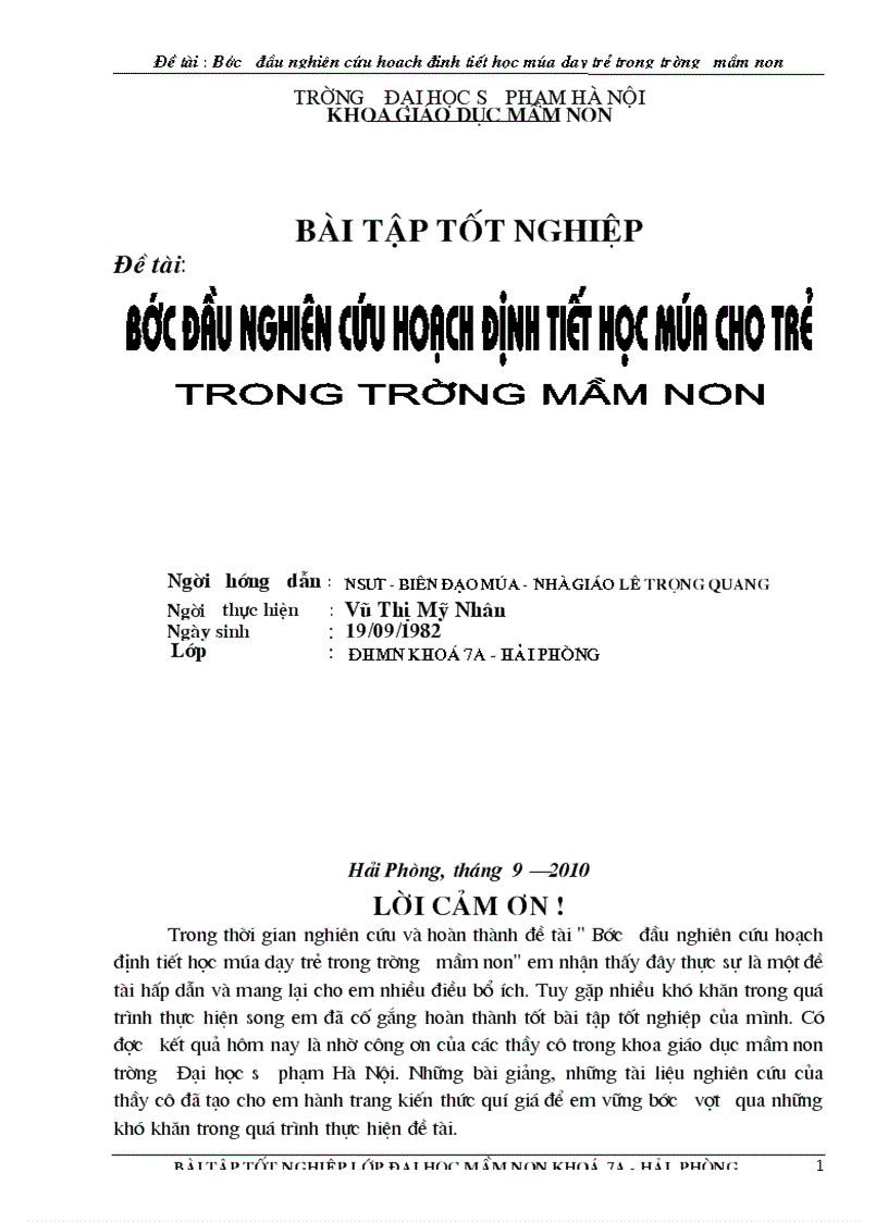 image for page Bước đầu nghiên cứu hoạch định tiết học múa dạy trẻ trong trường mầm non