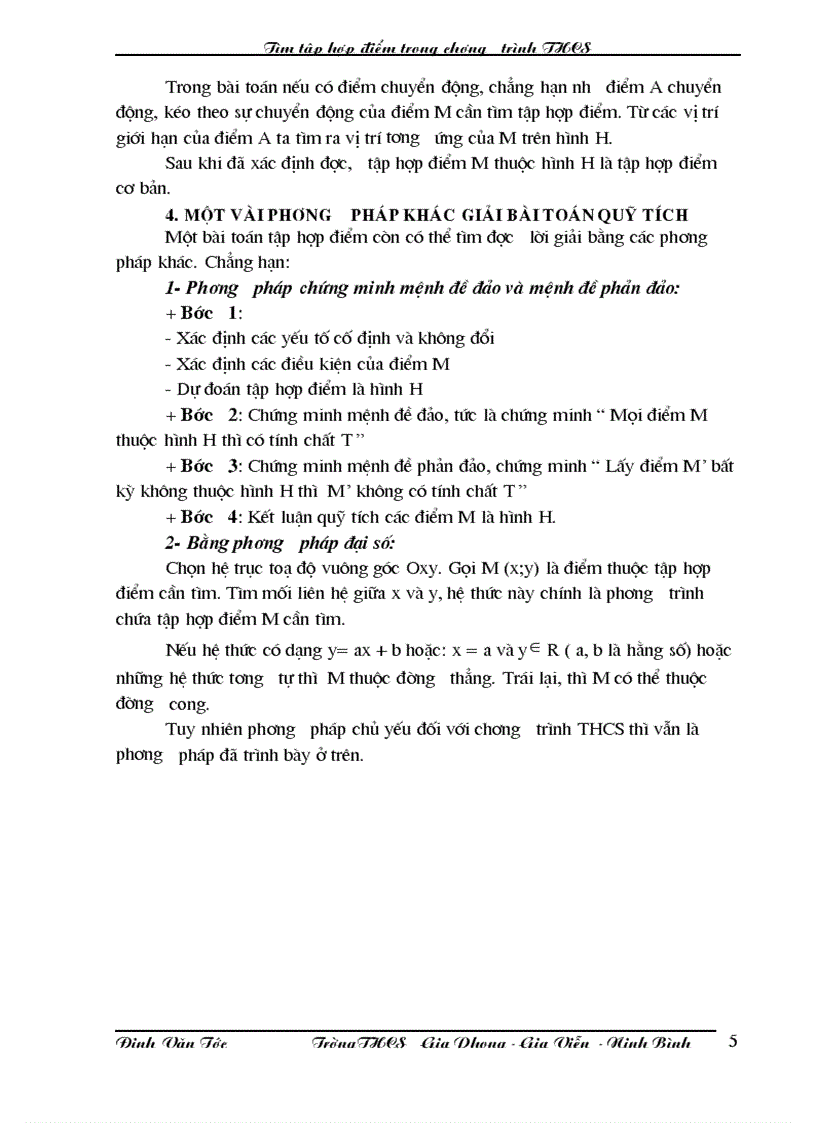 image for page Tìm tập hợp điểm trong chương trình THCS