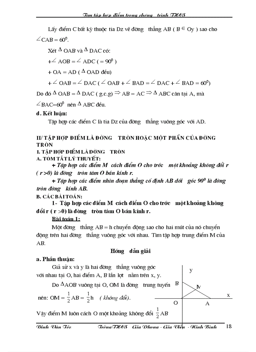 image for page Tìm tập hợp điểm trong chương trình THCS