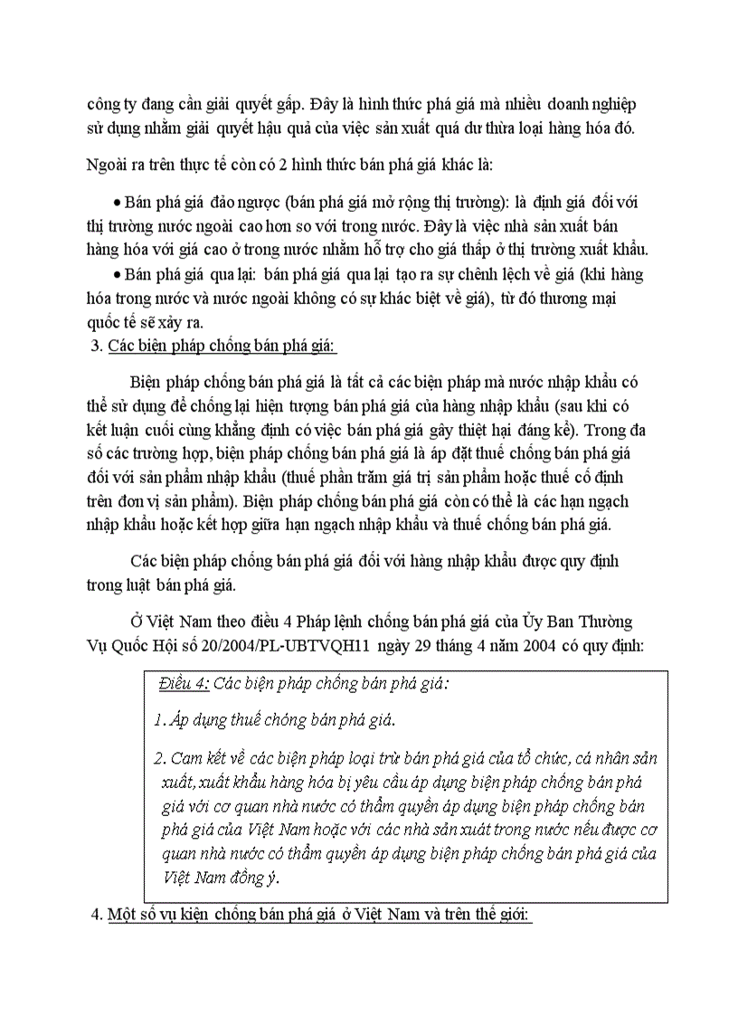 Bán phá giá và các rào cản kĩ thuật việt nam gặp phải khi xuất khẩu