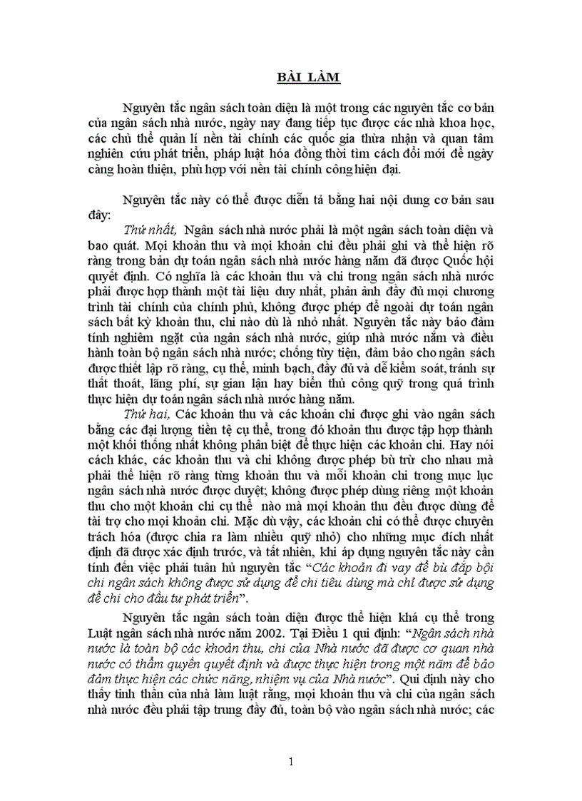 image for page Nguyên tắc ngân sách toàn diện một trong các nguyên tắc cơ bản của ngân sách nhà nước và sự thể hiên nguyên tắc này trong Luật ngân sách nhà nước năm 2002