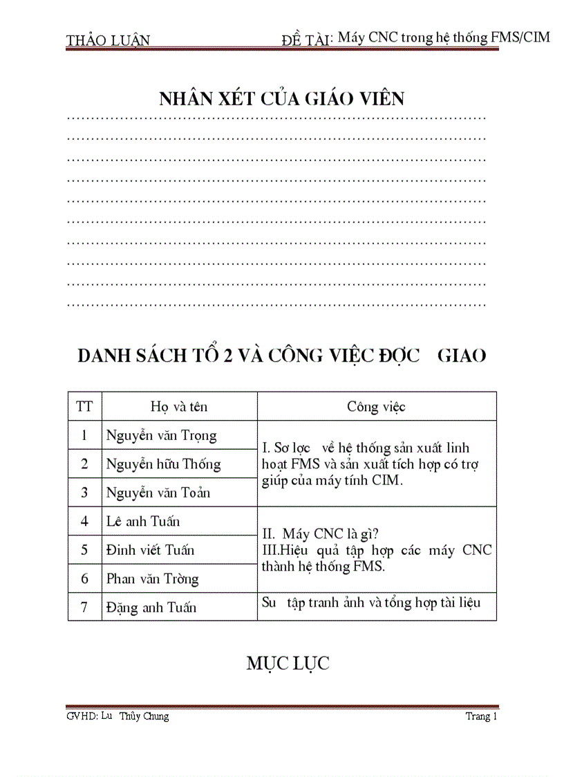 Máy CNC trong hệ thống FMS CIM