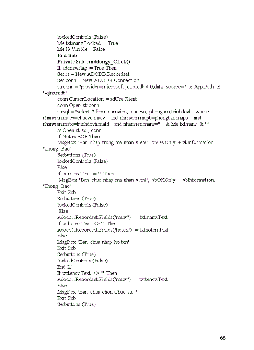 image for page Quản Lý nhân sự bằng VB