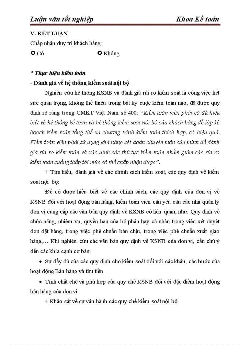 image for page Hoàn thiện quy trình kiểm toán chu kỳ Bán hàng và thu tiền trong kiểm toán Báo cáo tài chính do công ty TNHH Tư Vấn Kế toán và Kiểm toán Việt Nam thực hiện
